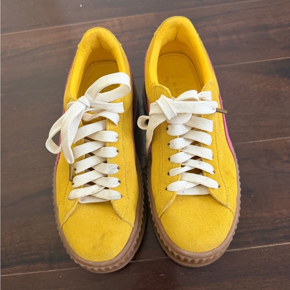 Puma Yellow Suede Platform Sneakers with Pink Stripe Fenty
Super stylish - Picture 2 of 6